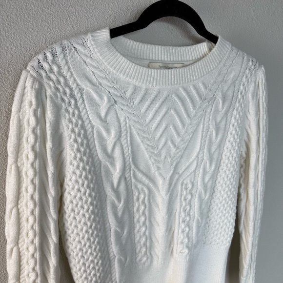 Favorite Daughter Esther Cable Knit Crop Crewneck Sweater Ivory Women’s Small - Picture 5 of 15